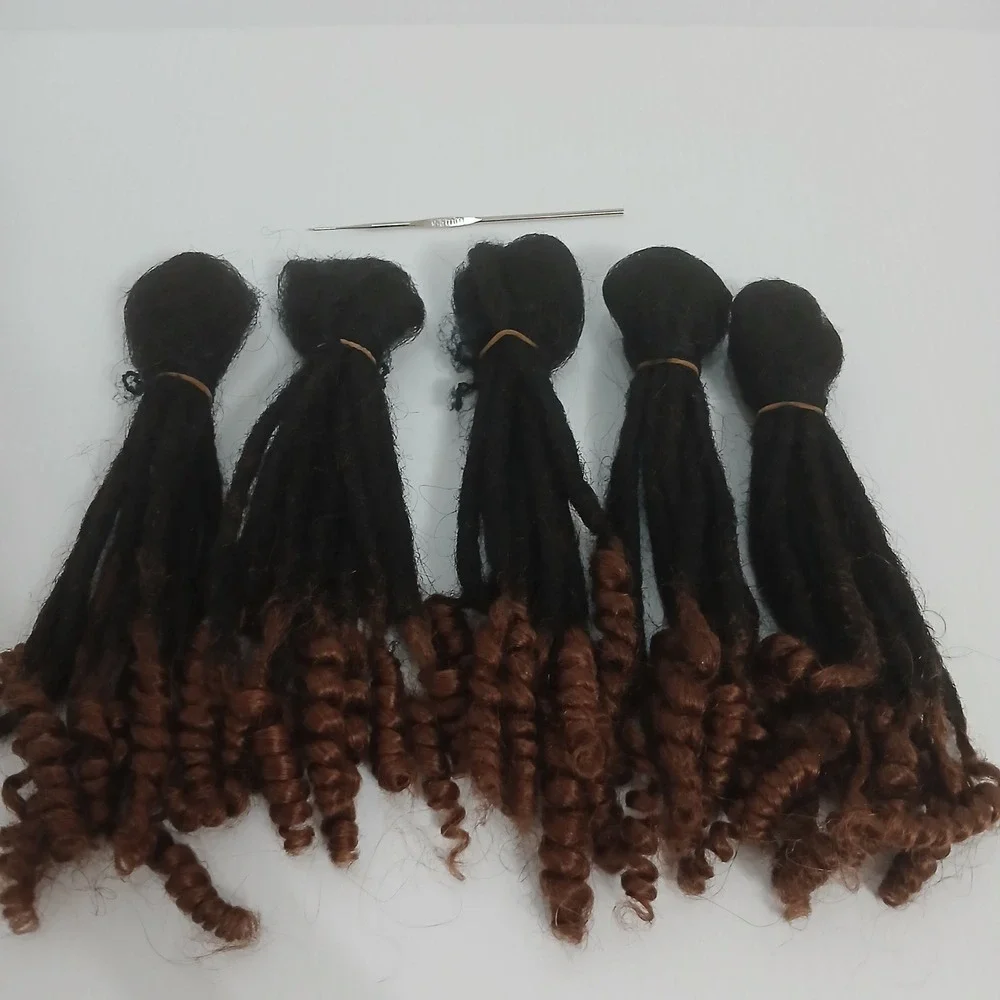 100% Human Hair Handmade Loc Extensions‎ 10 Inch Curly Ends 50 Strands 1B/30 New